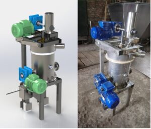 External appearance of a reactor with an ETFB. Visualization (left) and a finished sample (right).